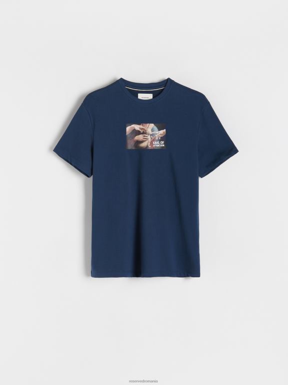 marina Reserved bărbați îmbrăcăminte tricou confortabil cu imprimeu regulat 648HZ1185