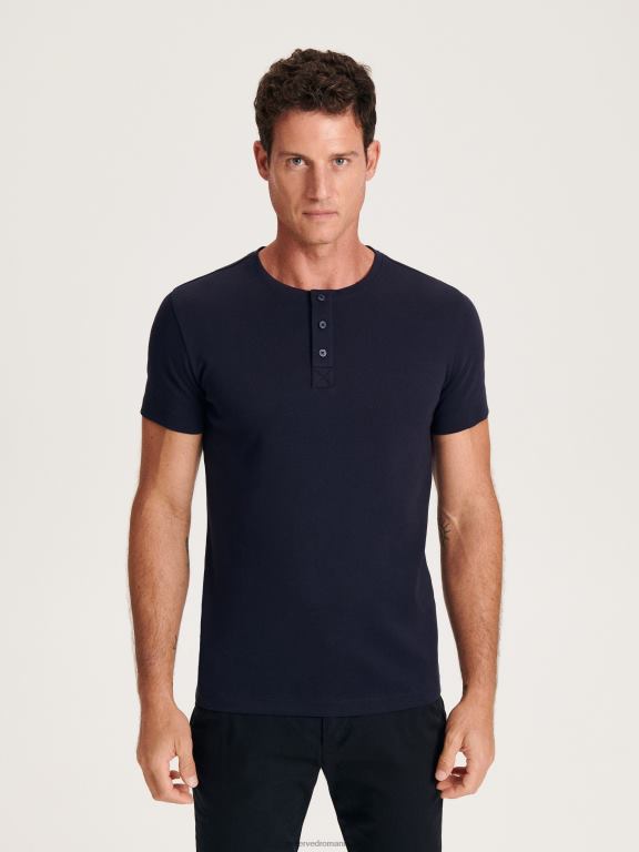marina Reserved bărbați îmbrăcăminte tricou slim fit cu gât cu nasturi 648HZ1205