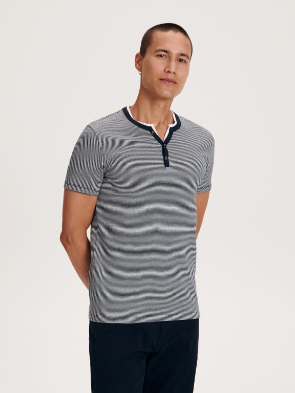 marina Reserved bărbați îmbrăcăminte tricou slim fit cu gât cu nasturi 648HZ1234