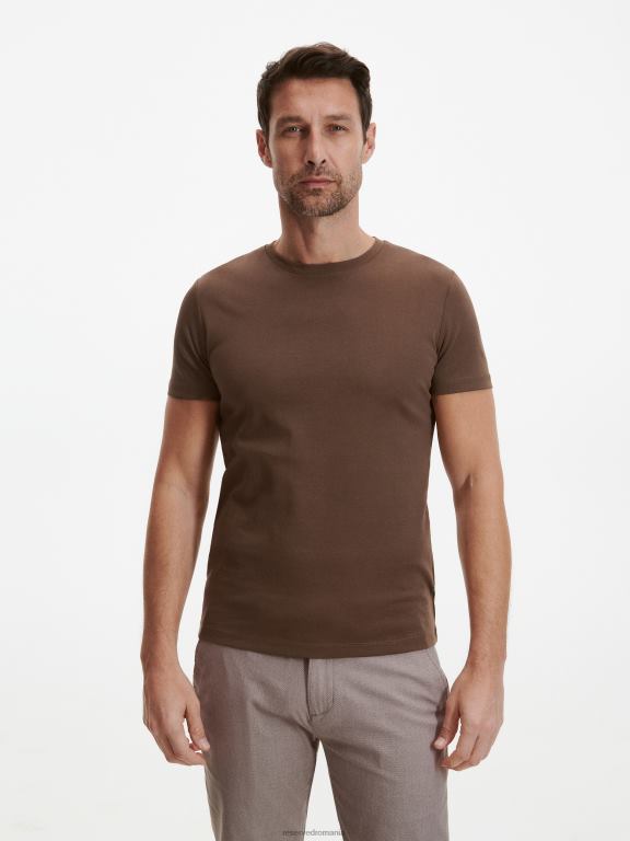 maro inchis Reserved bărbați îmbrăcăminte stil de modă tricou cu potrivire obișnuită 648HZ1287