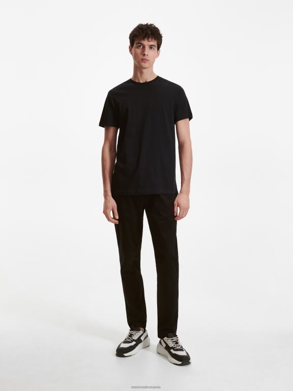 negru Reserved bărbați îmbrăcăminte tricou cu potrivire regulată în stil nou 648HZ1180