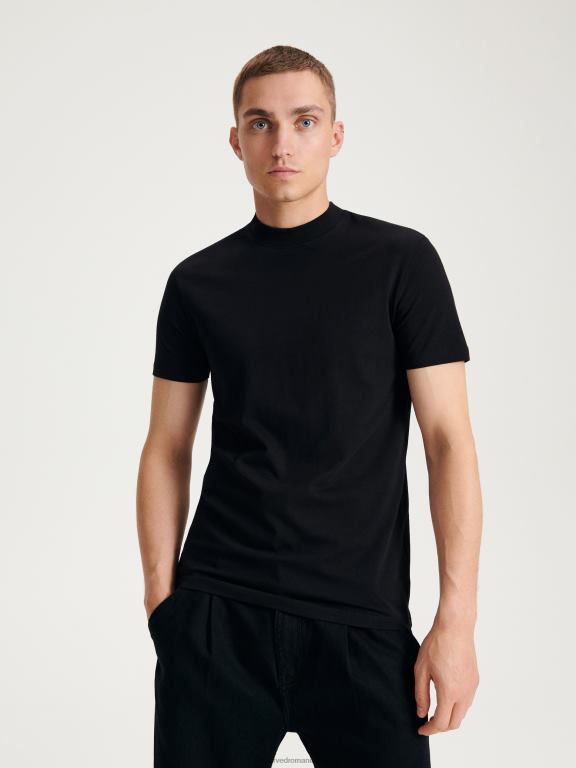negru Reserved bărbați îmbrăcăminte tricou slim fit 648HZ1179