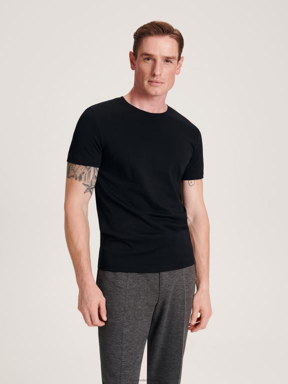negru Reserved bărbați îmbrăcăminte tricou slim fit 648HZ1189