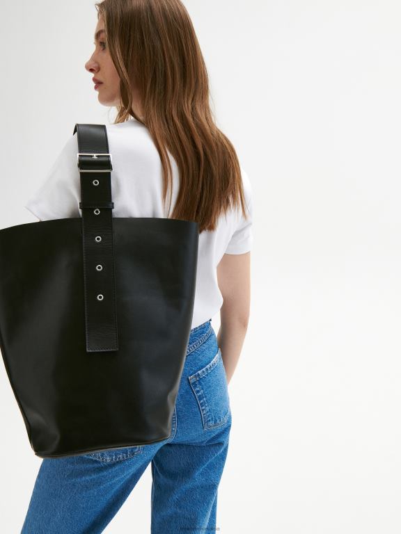 negru Reserved femei accesorii geanta shopper din piele 648HZ989