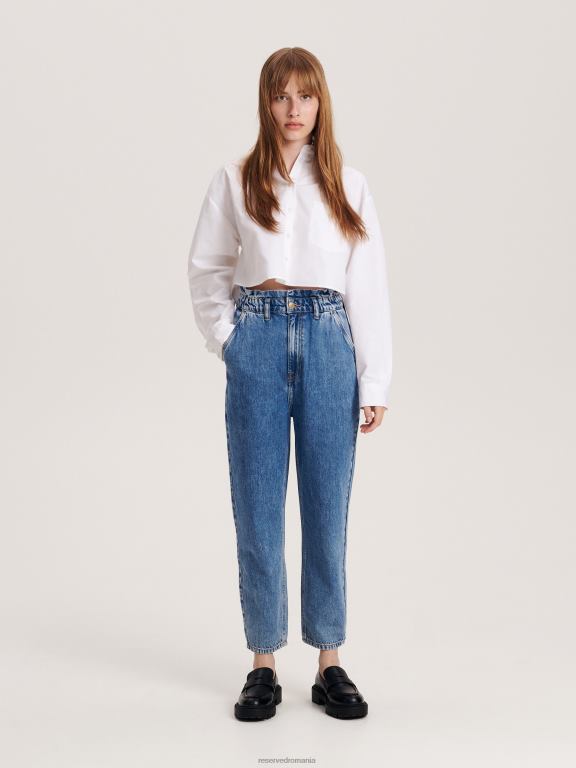 albastru Reserved femei îmbrăcăminte blugi paperbag 648HZ744