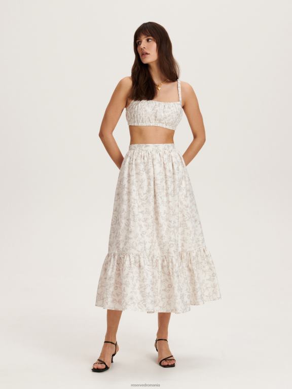 multicolor Reserved femei îmbrăcăminte fustă cu model botanic 648HZ866