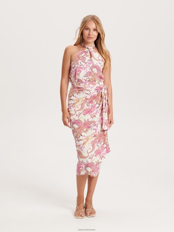 roșu Reserved femei îmbrăcăminte fustă midi înfășurată în față 648HZ856