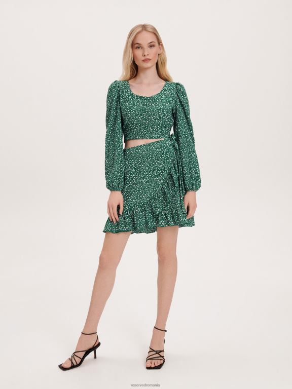 verde Reserved femei îmbrăcăminte fusta mini cu volane 648HZ844