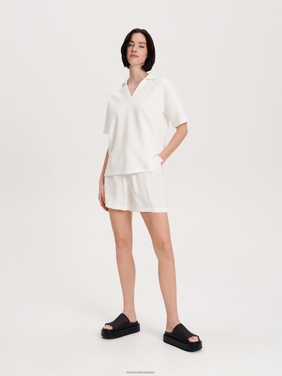 alb Reserved femei îmbrăcăminte pantaloni scurți din viscoză 648HZ578