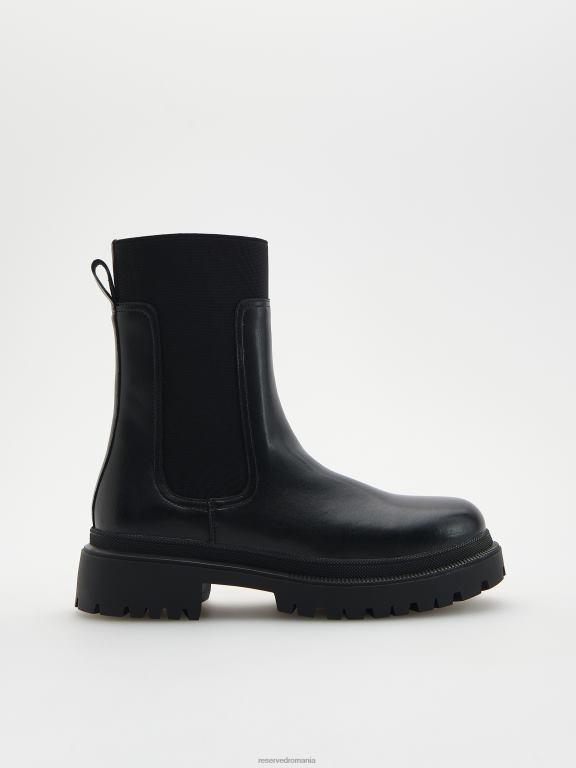 negru Reserved femei pantofi cizme de piele 648HZ162