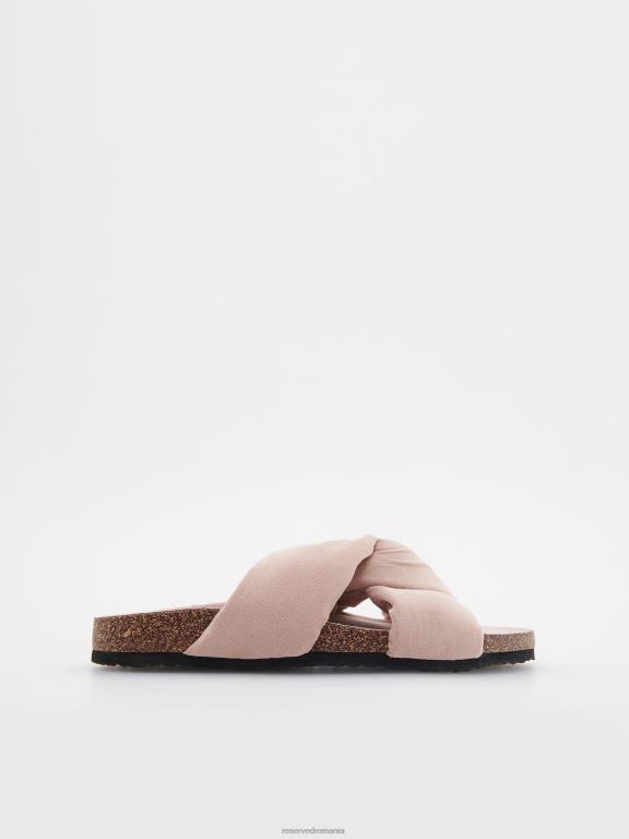 trandafir prăfuit Reserved femei pantofi glisoare cu detaliu cravată 648HZ962