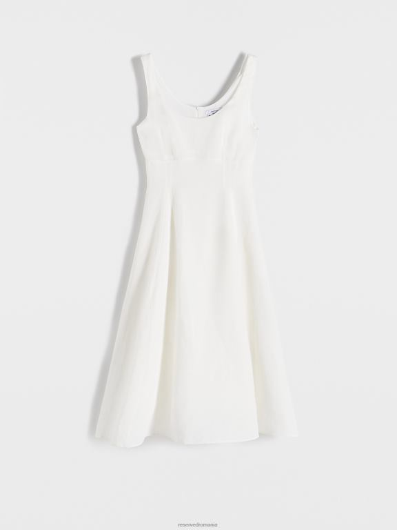 cremă Reserved femei îmbrăcăminte rochie midi din amestec de in 648HZ211