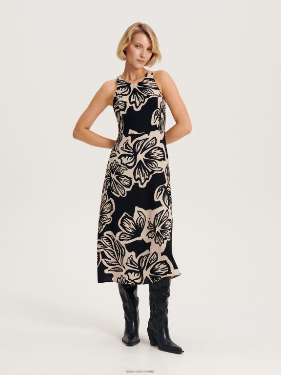 multicolor Reserved femei îmbrăcăminte rochie midi bogată în viscoză 648HZ44