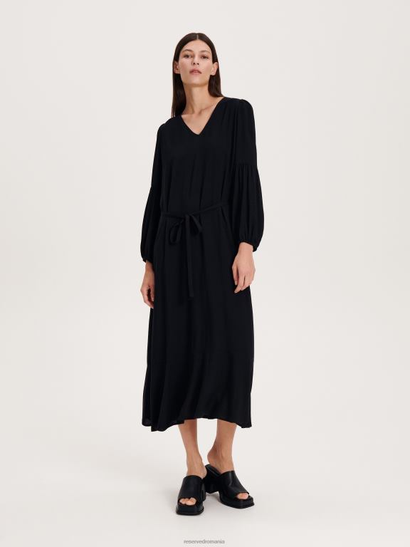 negru Reserved femei îmbrăcăminte rochie maxi bogata in vascoza 648HZ42