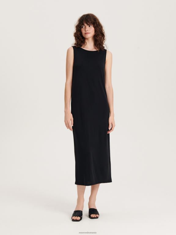 negru Reserved femei îmbrăcăminte rochie midi bogată în modal 648HZ239