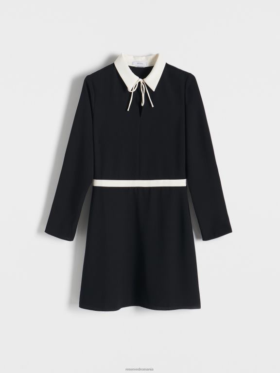 negru Reserved femei îmbrăcăminte rochie mini cu guler 648HZ227