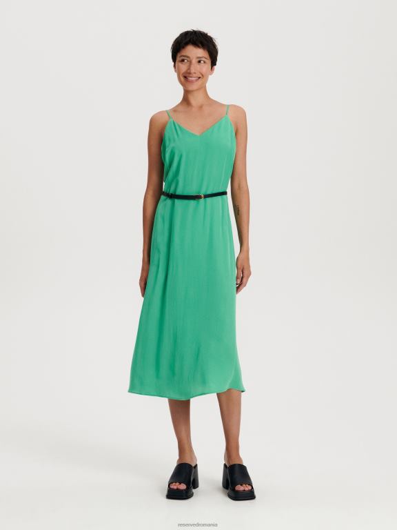 turcoaz Reserved femei îmbrăcăminte rochie midi cu centura 648HZ63