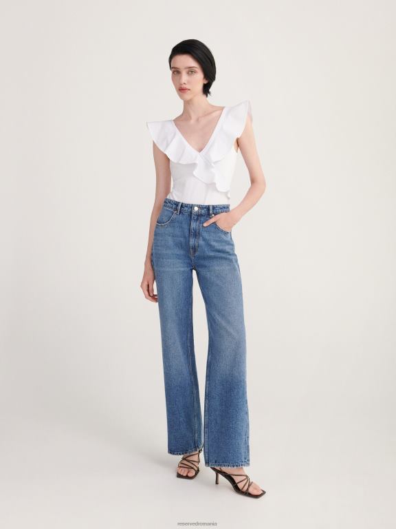 alb Reserved femei îmbrăcăminte body cu detaliu cu volane 648HZ525