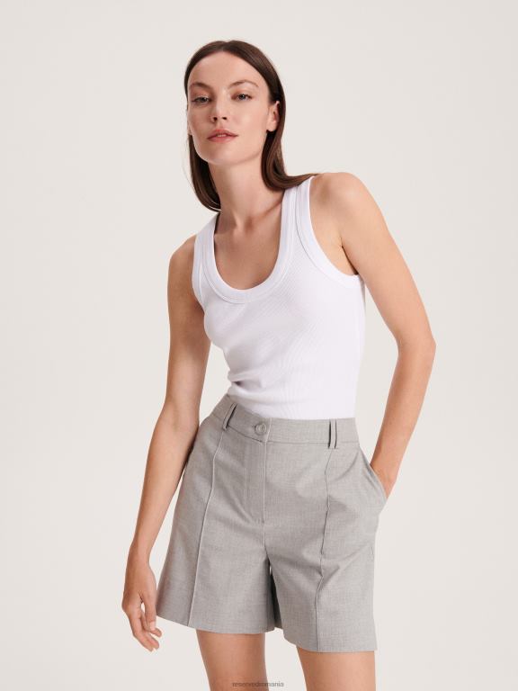 alb Reserved femei îmbrăcăminte top din jerseu din tricot în coastă 648HZ436