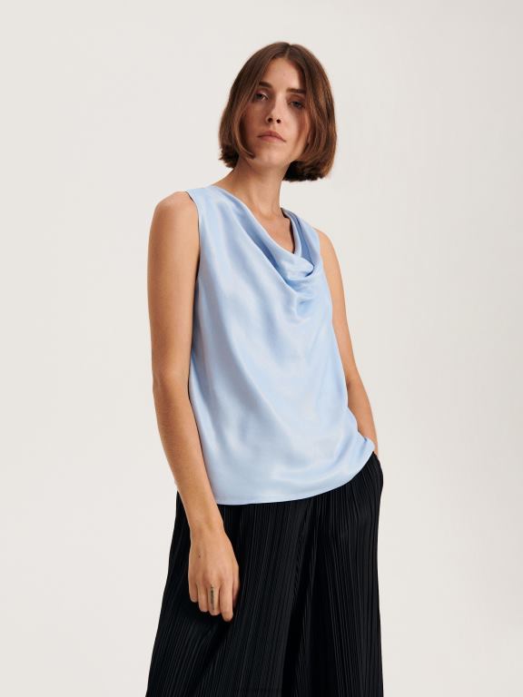 albastru deschis Reserved femei îmbrăcăminte blat din satin 648HZ214