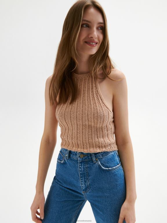 cafea Reserved femei îmbrăcăminte top din jerseu din bumbac organic 648HZ516