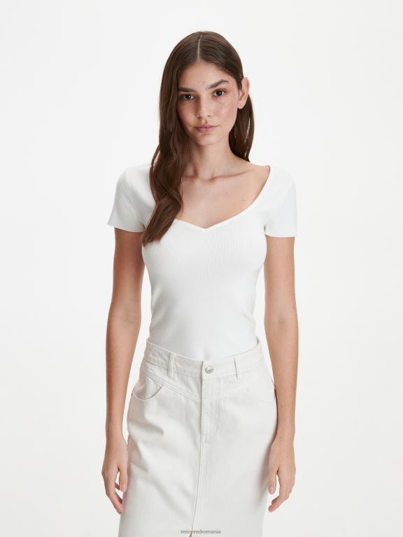 cremă Reserved femei îmbrăcăminte top bogat în viscoză 648HZ358