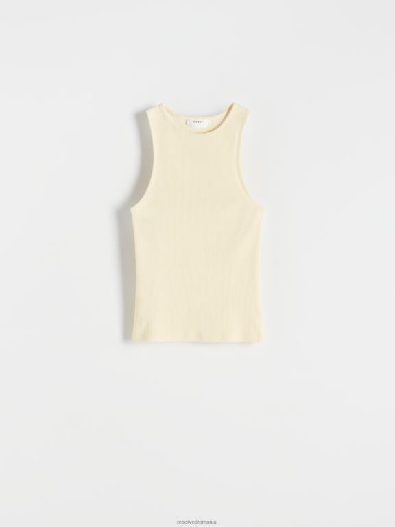lumină galbenă Reserved femei îmbrăcăminte top din jerseu din tricot în coastă 648HZ490