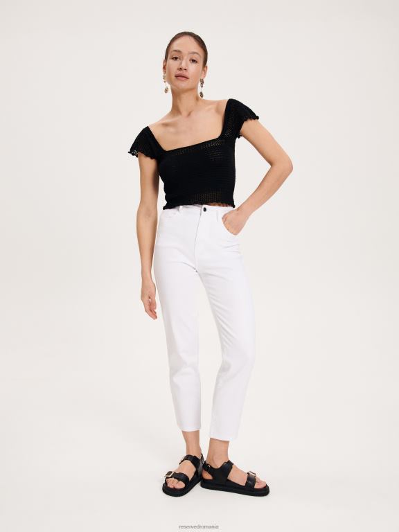 negru Reserved femei îmbrăcăminte crop top din jerseu 648HZ328