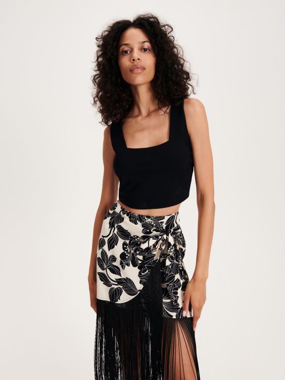 negru Reserved femei îmbrăcăminte crop top simplu 648HZ493