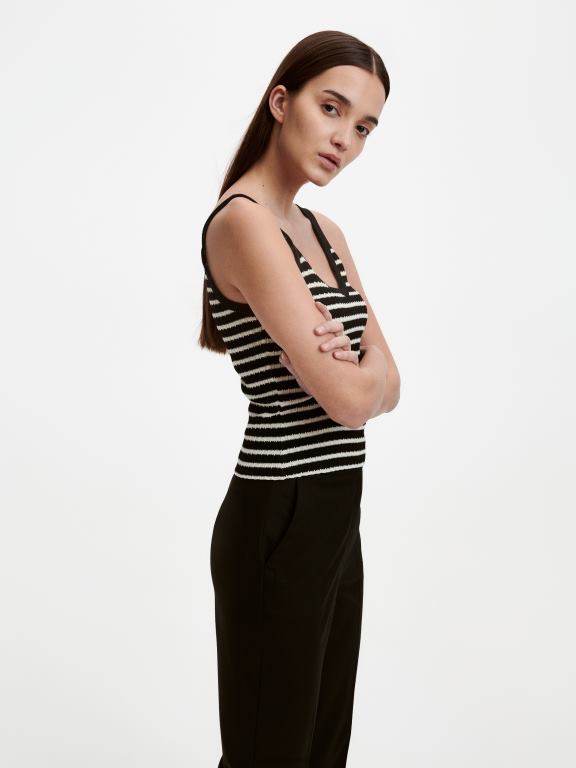 negru Reserved femei îmbrăcăminte top cu dungi 648HZ487