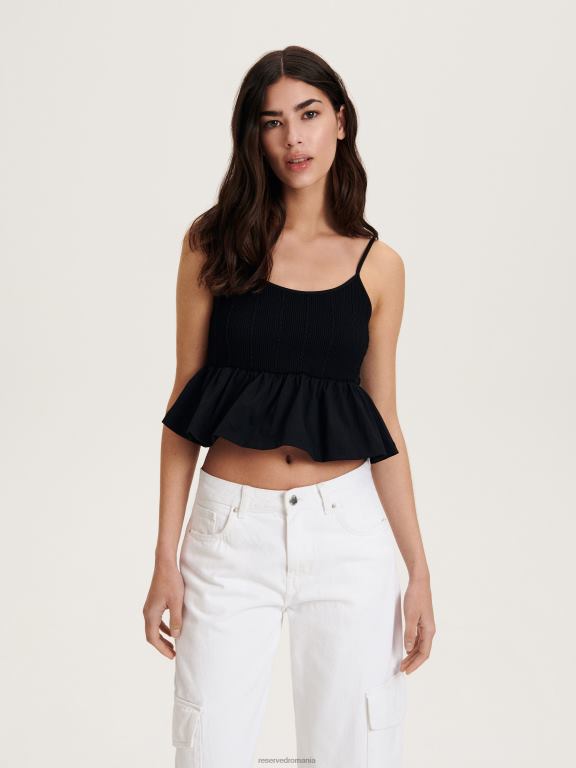negru Reserved femei îmbrăcăminte top cu suprafusta 648HZ480