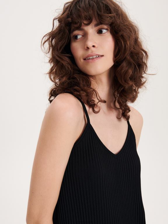 negru Reserved femei îmbrăcăminte top din jerseu plisat 648HZ466