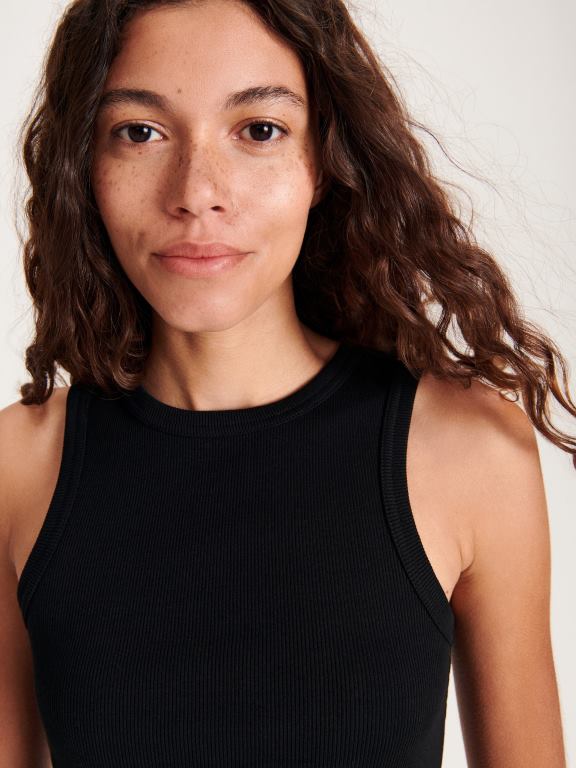 negru Reserved femei îmbrăcăminte top slim fit 648HZ438