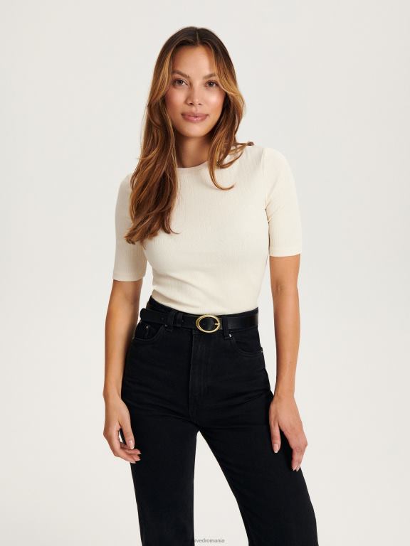 cremă Reserved femei îmbrăcăminte bluză din jerseu 648HZ384