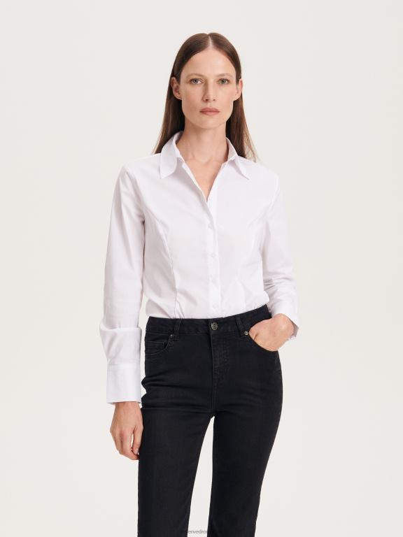 alb Reserved femei îmbrăcăminte cămașă din bumbac 648HZ189