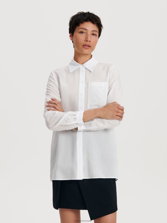 alb Reserved femei îmbrăcăminte cămașă din viscoză 648HZ87