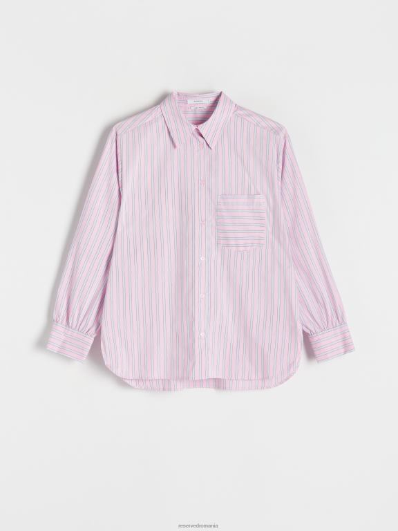 roz Reserved femei îmbrăcăminte cămașă supradimensionată din bumbac 648HZ135