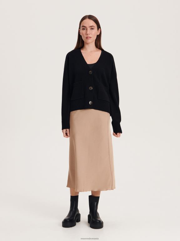 negru Reserved femei îmbrăcăminte cardigan cu buzunare 648HZ926
