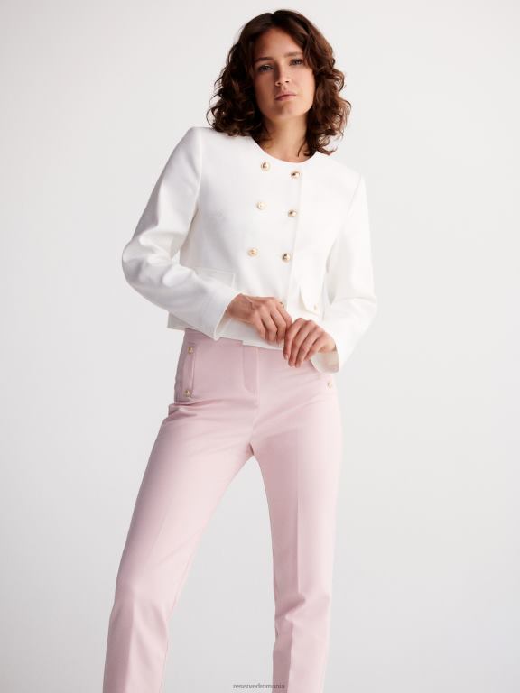 alb Reserved femei îmbrăcăminte blazer cu nasturi decorativi 648HZ901