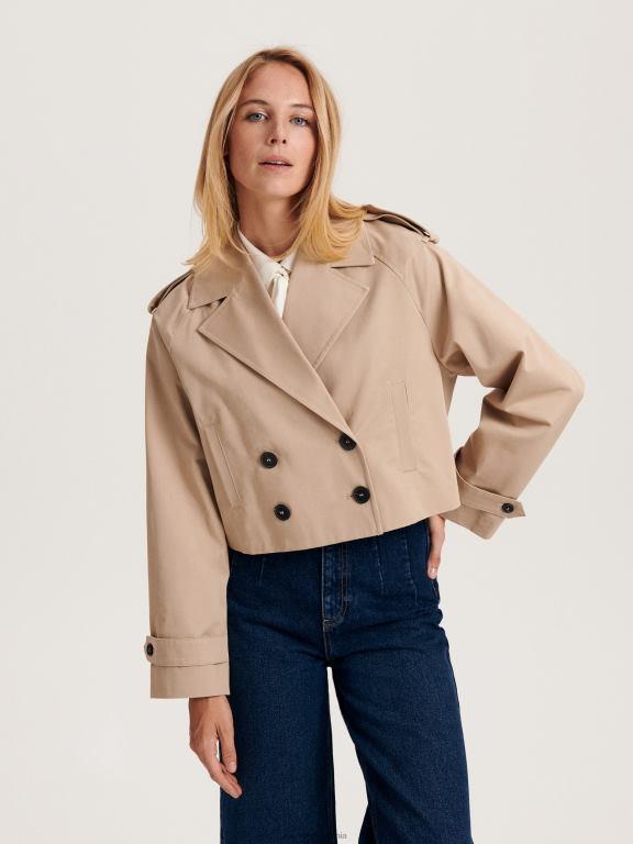 bej Reserved femei îmbrăcăminte trenci scurt 648HZ888