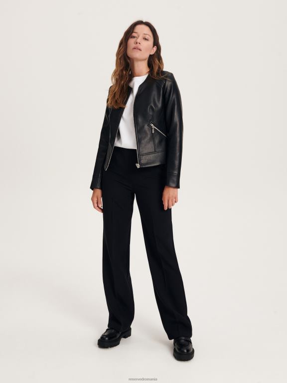 negru Reserved femei îmbrăcăminte geacă de motociclist din imitație de piele 648HZ893