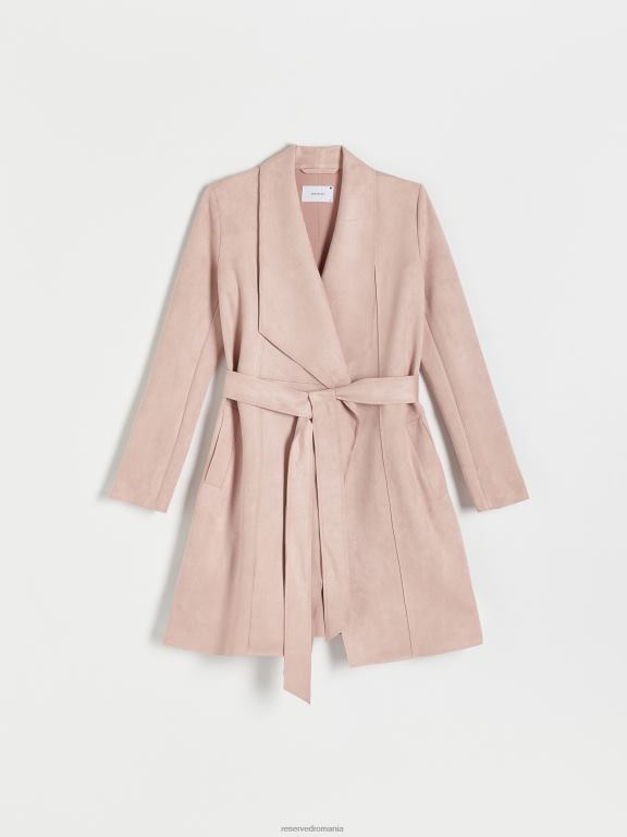 roz pastel Reserved femei îmbrăcăminte palton din piele intoarsa artificiala 648HZ867
