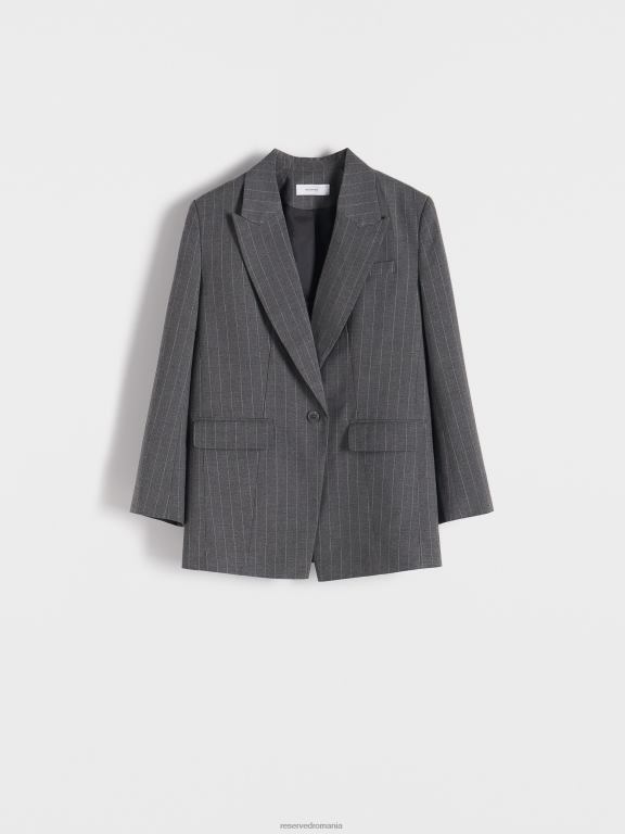 gri deschis Reserved femei îmbrăcăminte blazer cu dungi 648HZ254
