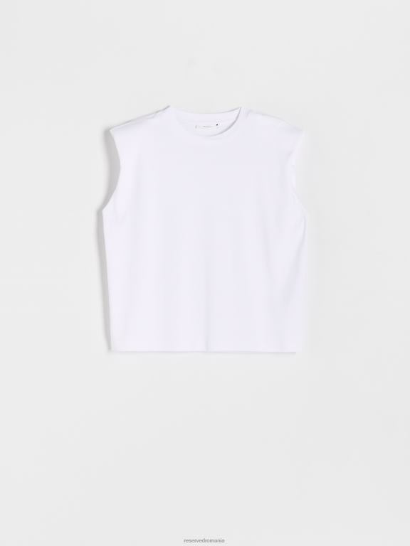 alb Reserved femei îmbrăcăminte tricou captusit cu umeri 648HZ515