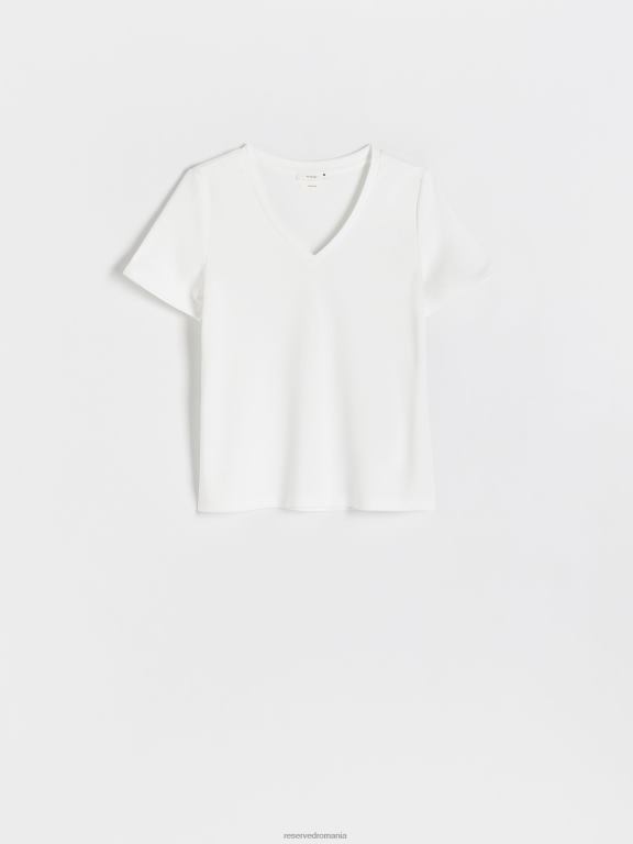 alb Reserved femei îmbrăcăminte tricou cu combinație modal cu potrivire normală 648HZ371