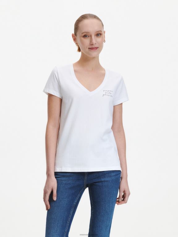 alb Reserved femei îmbrăcăminte tricou cu imprimeu 648HZ421