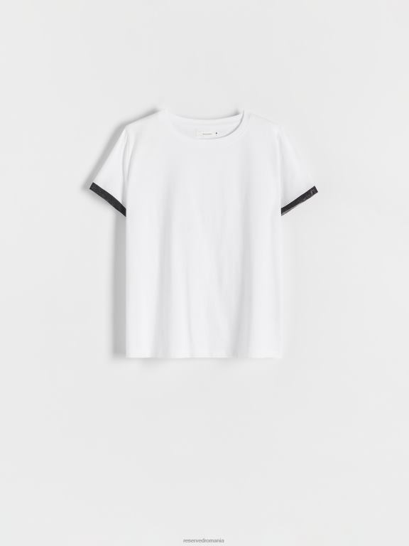 alb Reserved femei îmbrăcăminte tricou cu potrivire regulată în stil nou 648HZ459