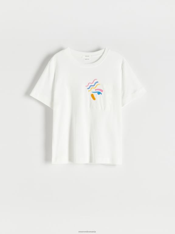 alb Reserved femei îmbrăcăminte tricou din bumbac 648HZ388