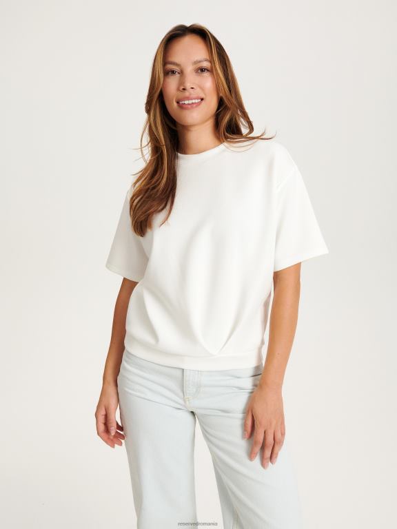 cremă Reserved femei îmbrăcăminte tricou cu cordon 648HZ403