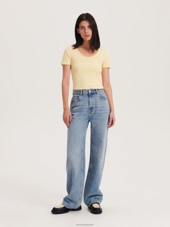 lumină galbenă Reserved femei îmbrăcăminte tricou slim fit 648HZ440